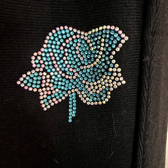 LIV Milano embellished with rhinestone black bat sleeves sweater size M - Picture 7 of 8